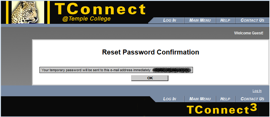 password sent