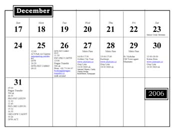 Prague Planning Calendar