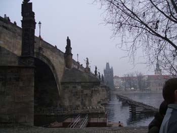 Charles Bridge, near tour boat ramp on the Little Quarter side of Prague