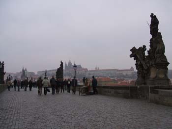 Kaluv Most (Charles Bridge), Staré Mesto (Old Town) side, looking back to Prague castle