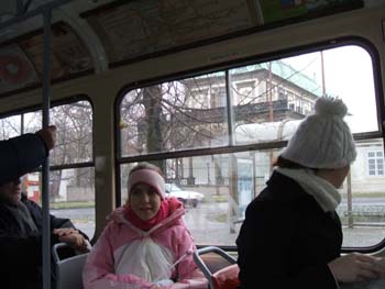 Diane on Tram 23, passing the Belvedere, Prague Castle
