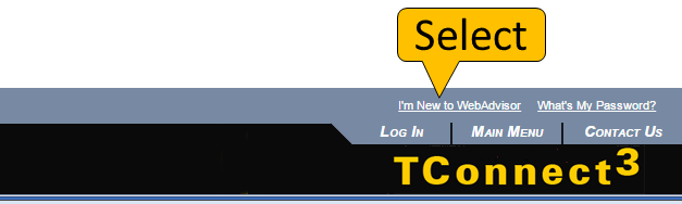 select I am new to web advisor