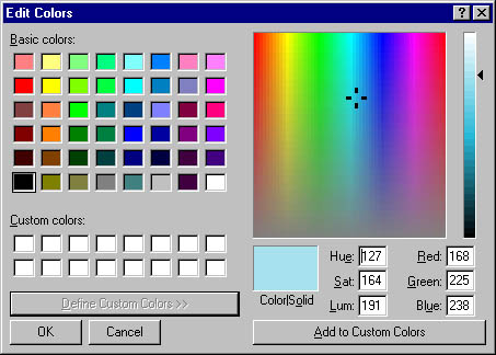 Paint edit colors window