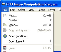 GIMP File menu