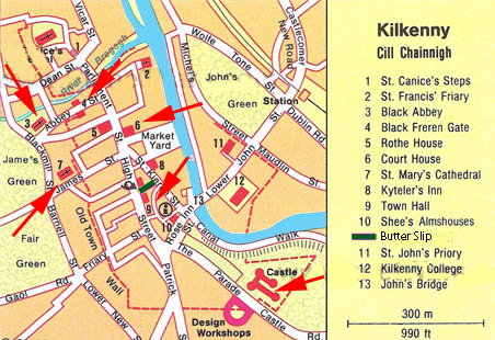 Map of, Kilkenny Ireland