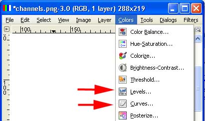the GIMP levels and curves